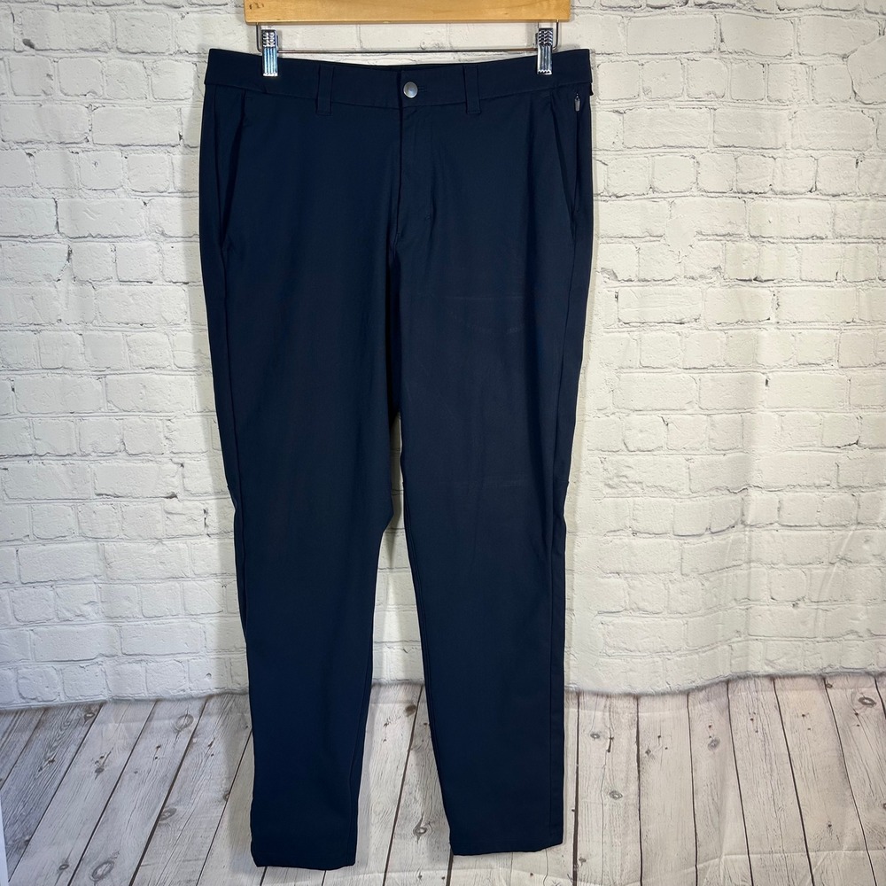 Lululemon Commission Slim Fit Pants Mens 34 Navy Blue Technical Chino Trousers